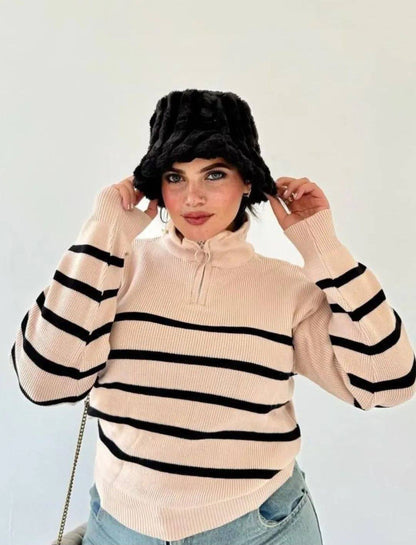 بلوفر تريكوه مخطط خامة تقيلة