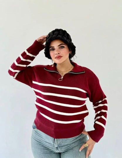 بلوفر تريكوه مخطط خامة تقيلة