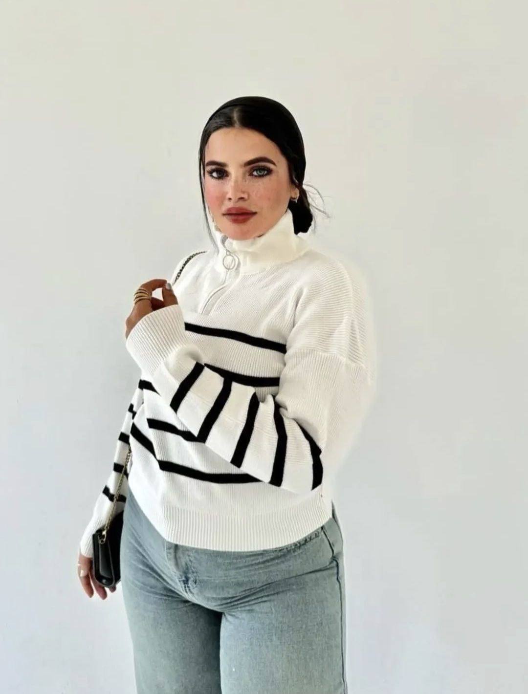 بلوفر تريكوه مخطط خامة تقيلة